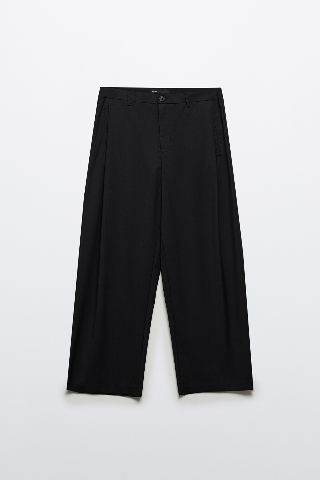 Брюки широкие костюмные со складками - цвет черный - 8