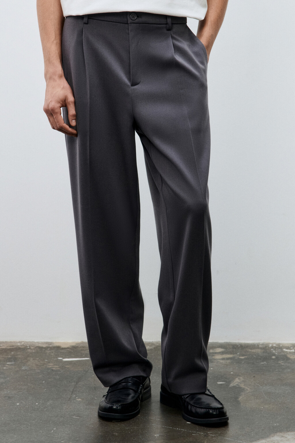 Брюки костюмные с утеплением - цвет серый - 2