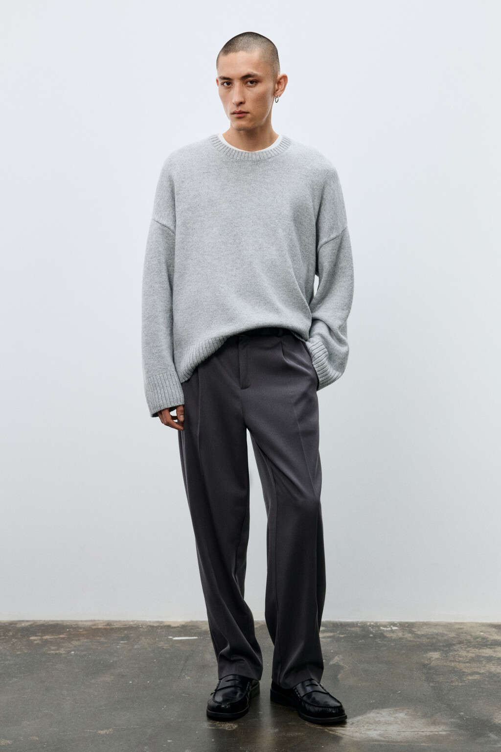 Брюки костюмные с утеплением - цвет серый - 4