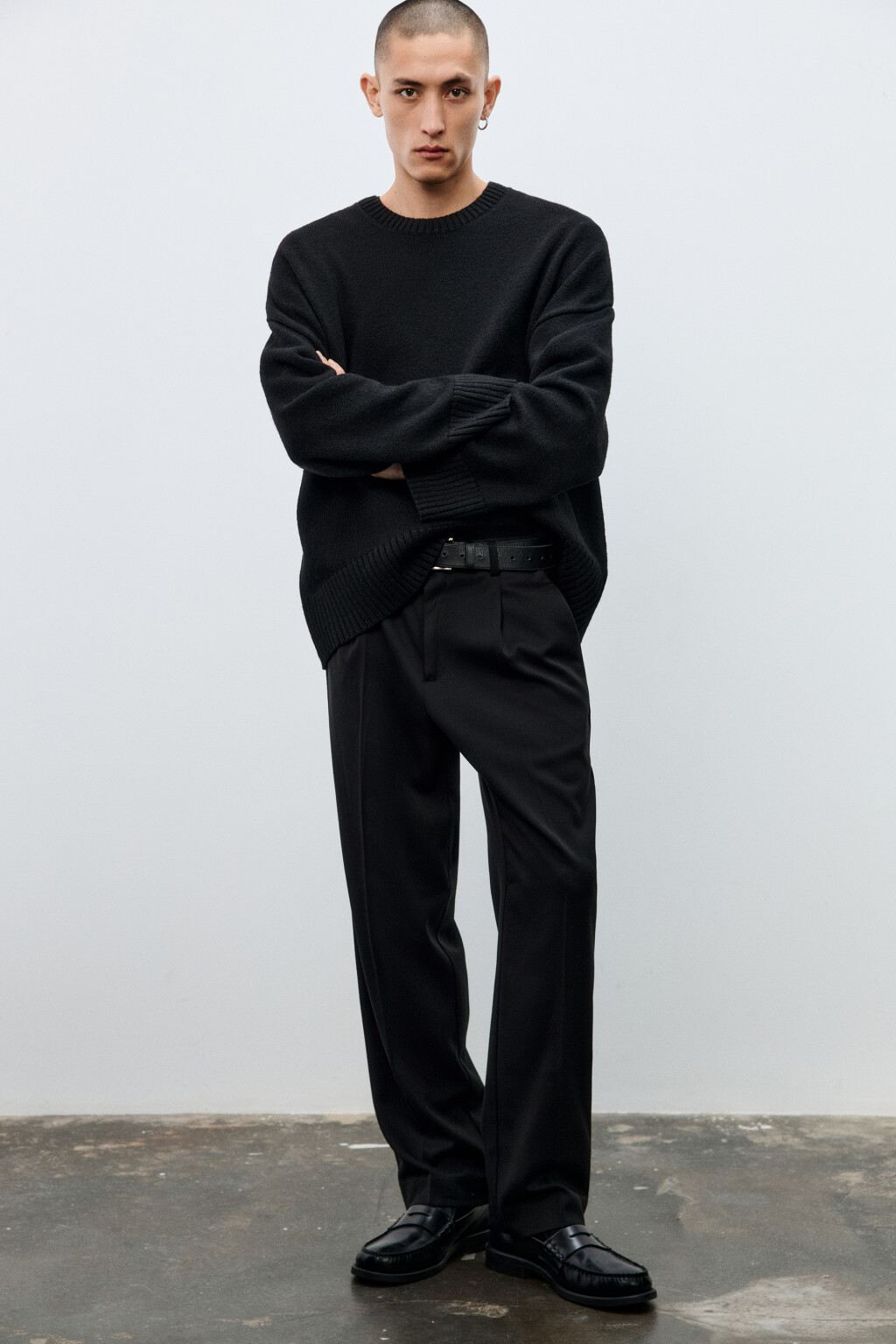 Брюки костюмные с утеплением - цвет черный - 1