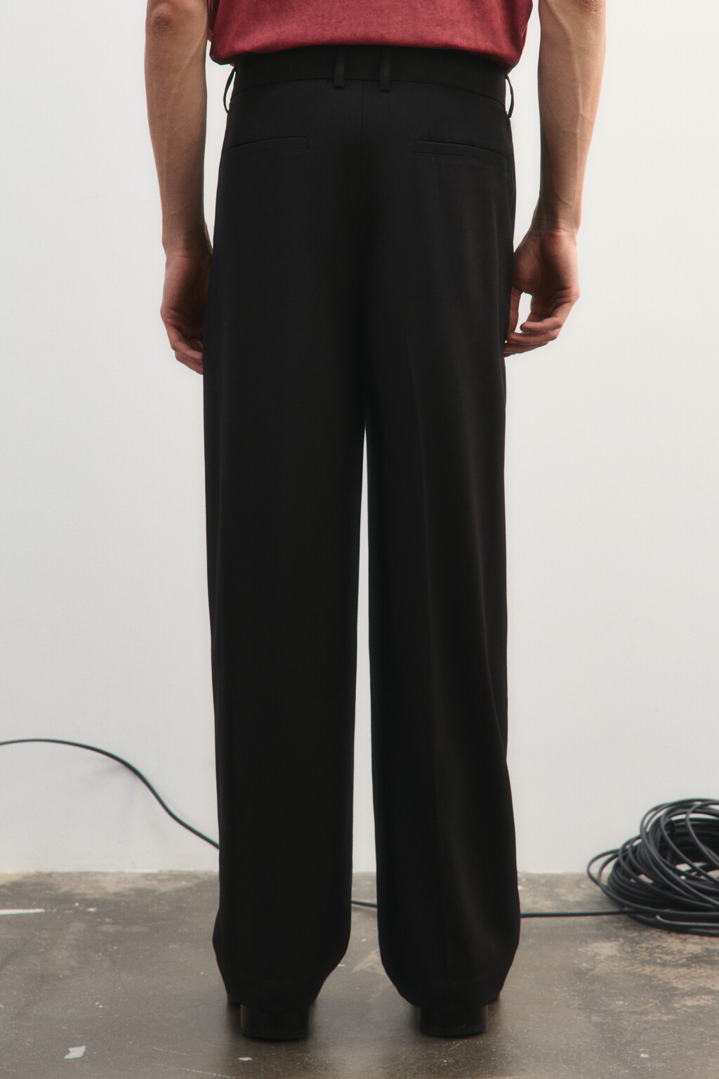 Брюки широкие костюмные - цвет черный - 3