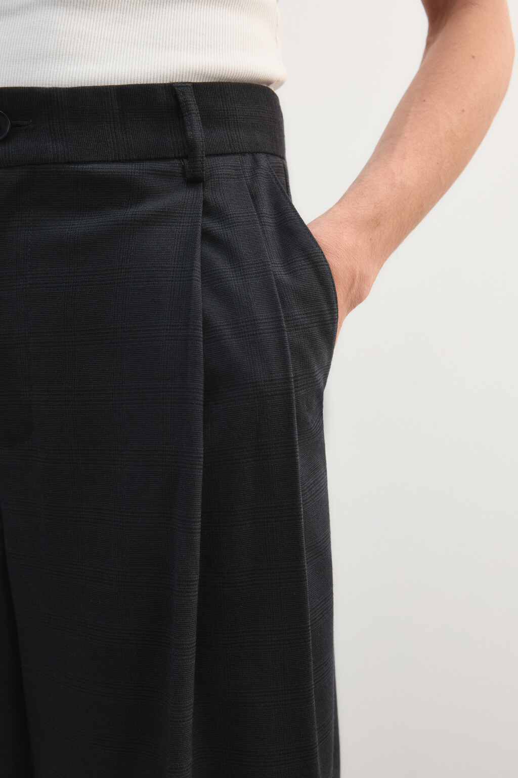 Брюки широкие костюмные - цвет черный - 6