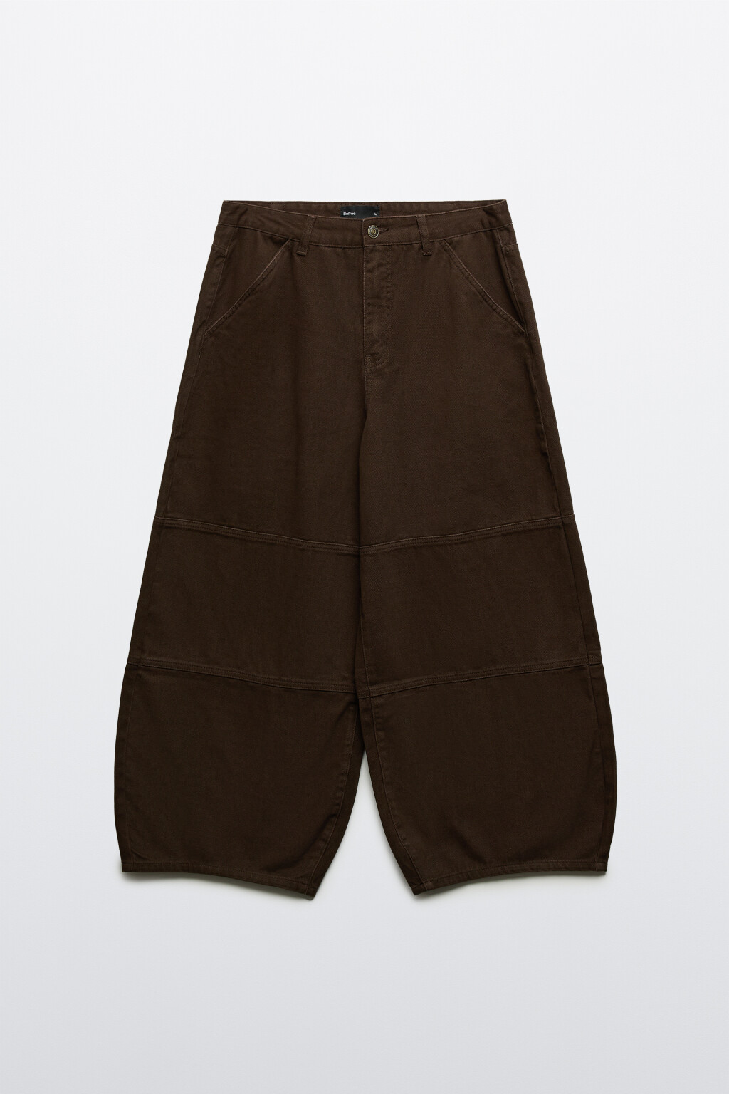 Брюки широкие с декоративными швами - цвет коричневый - 8