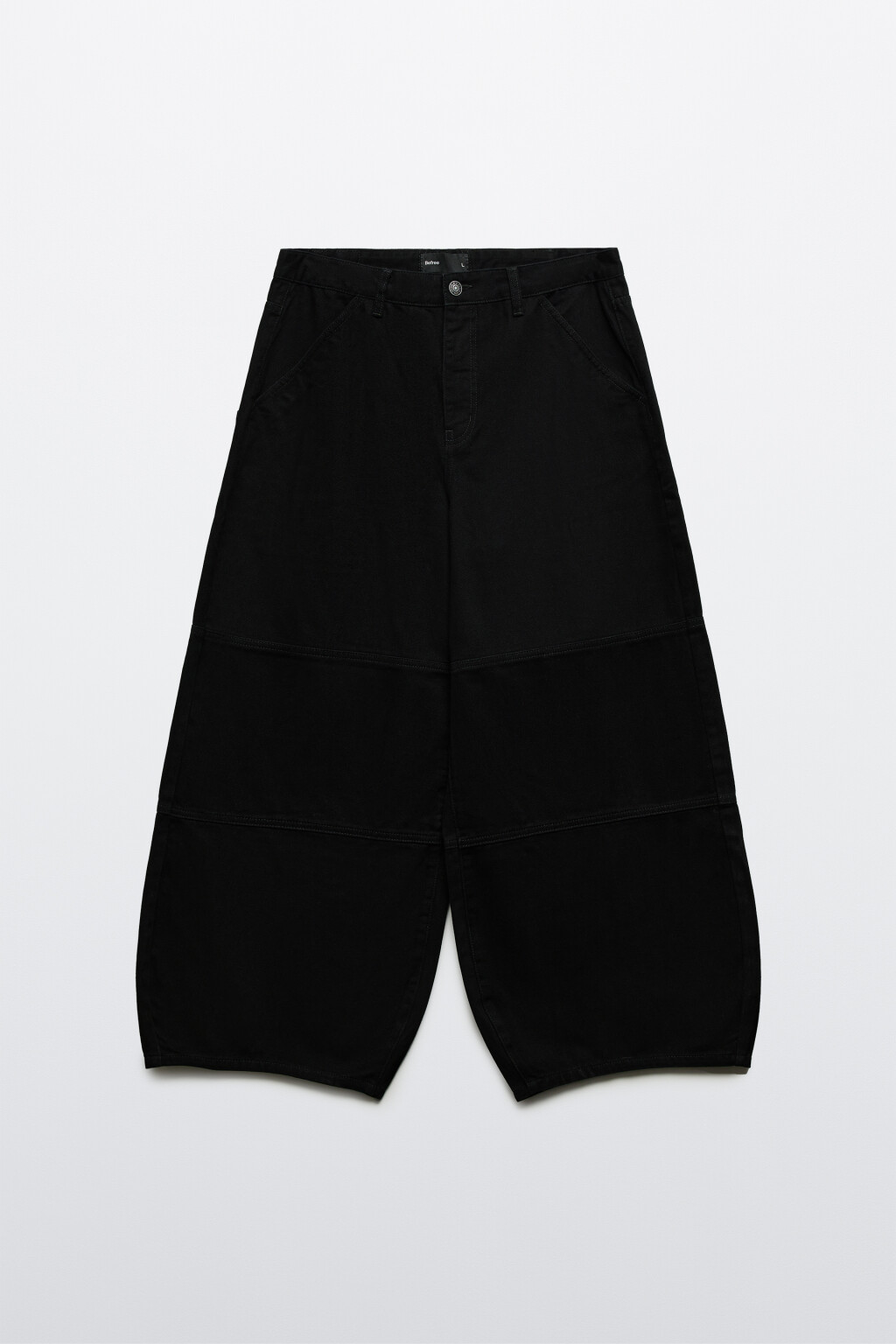 Брюки широкие с декоративными швами - цвет черный - 8