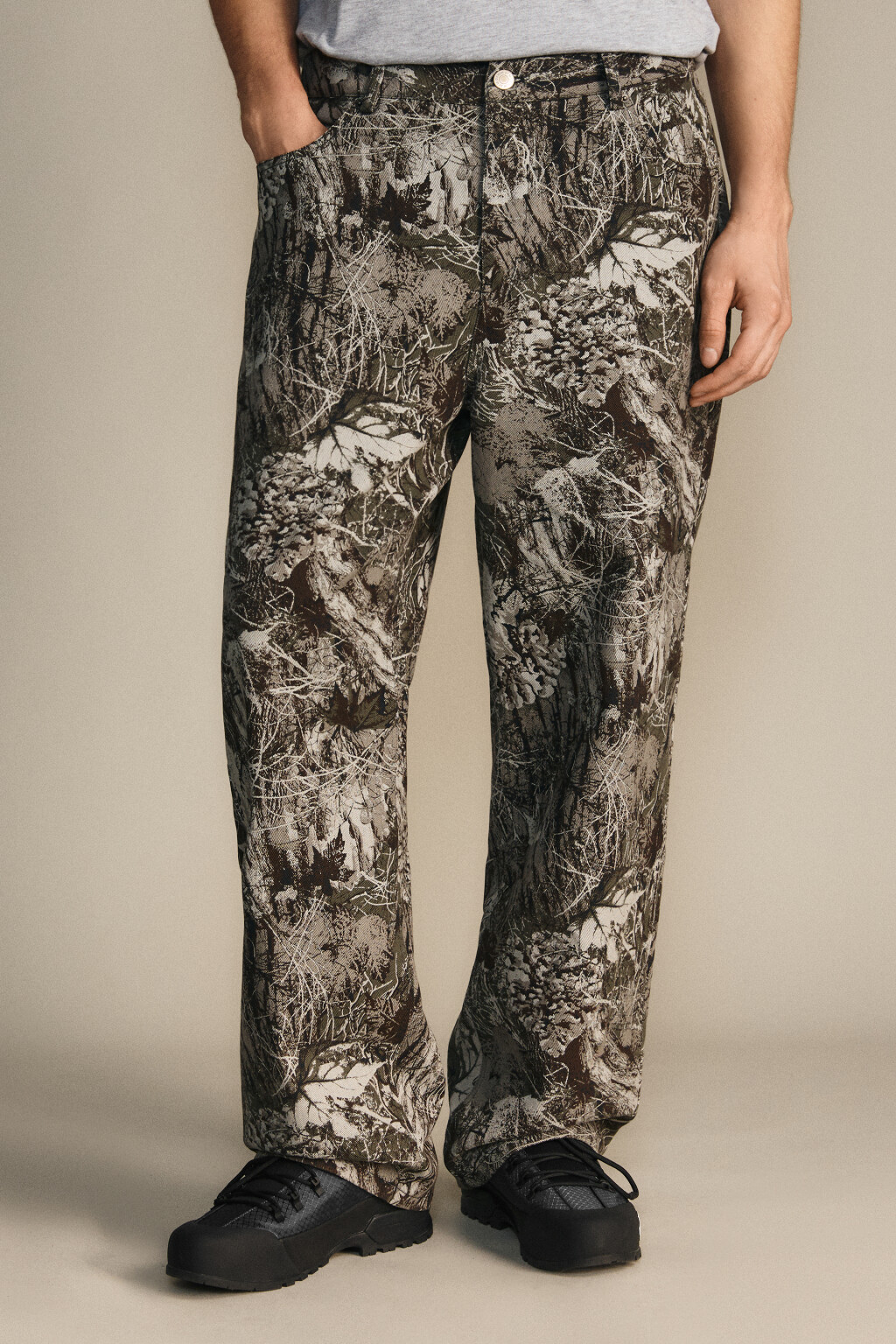 Брюки широкие с принтом - цвет зеленый - 2