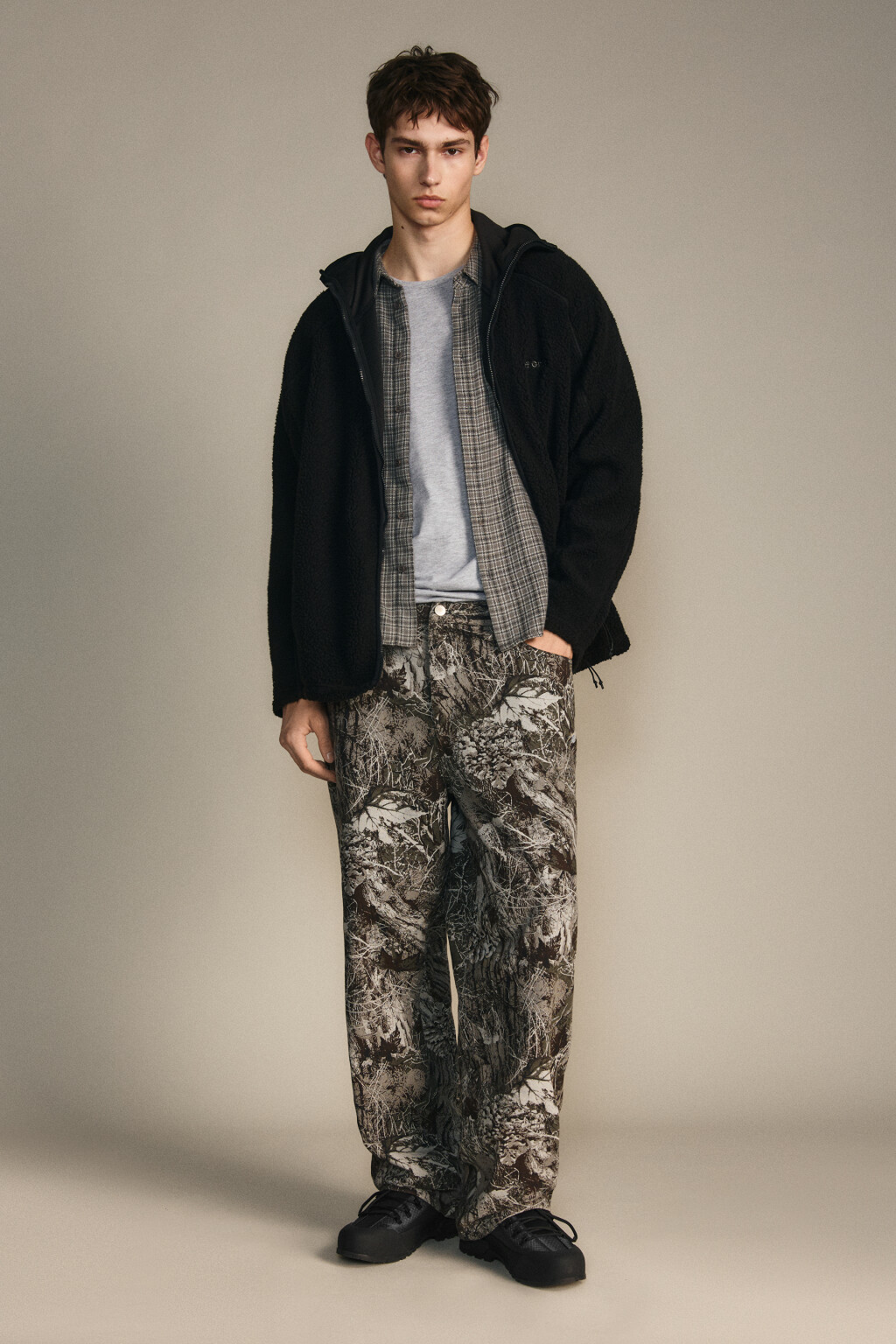 Брюки широкие с принтом - цвет зеленый - 4