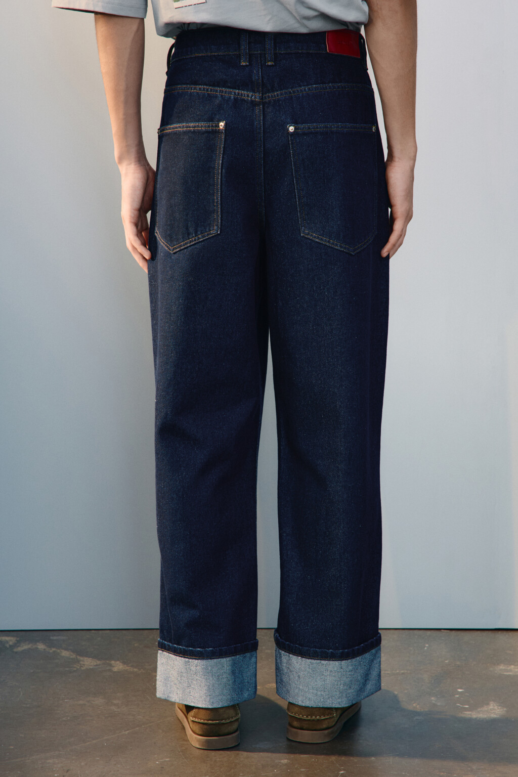 Джинсы прямые с подворотами - цвет синий - 3