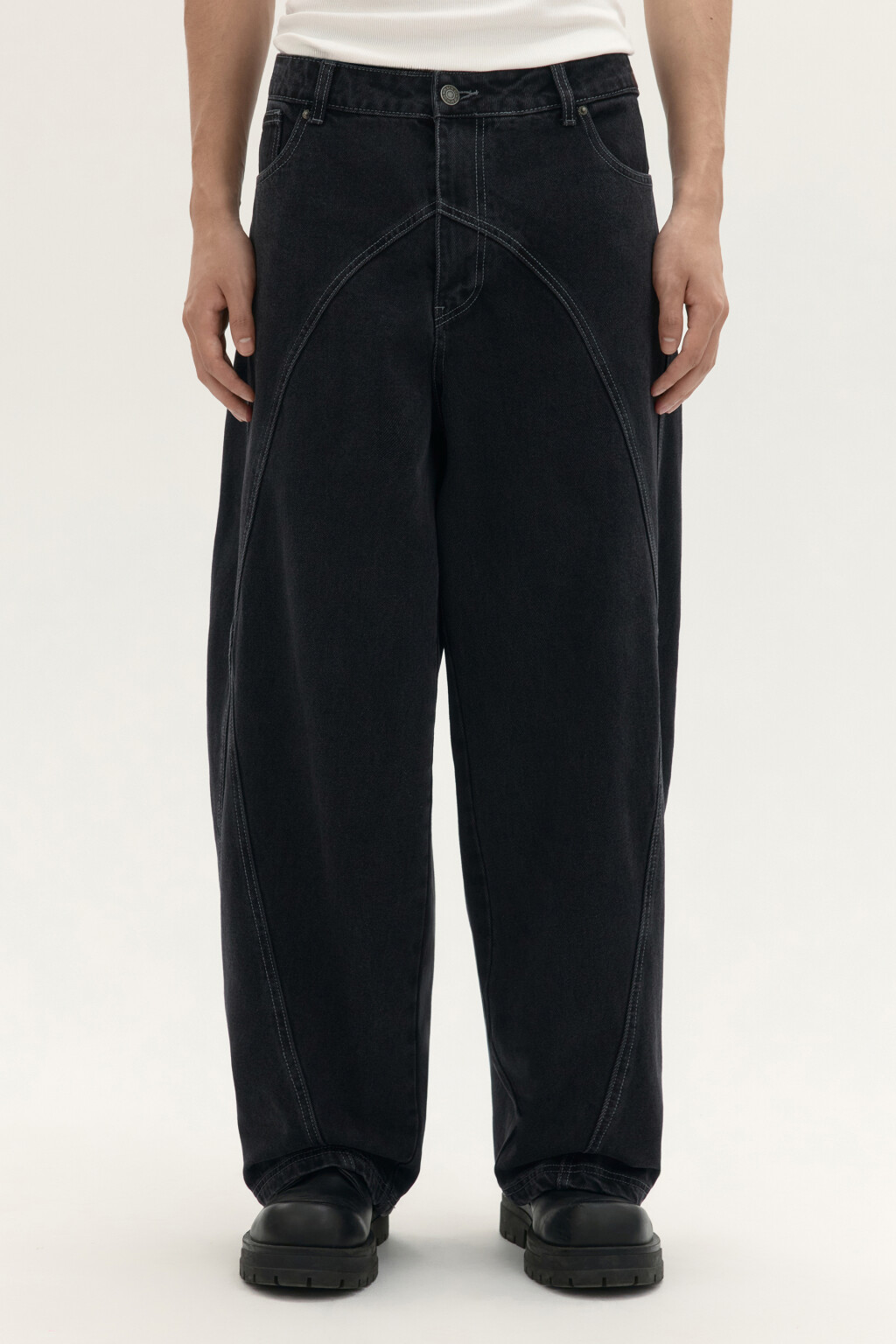 Джинсы barrel fit с декоративными швами - цвет черный - 2