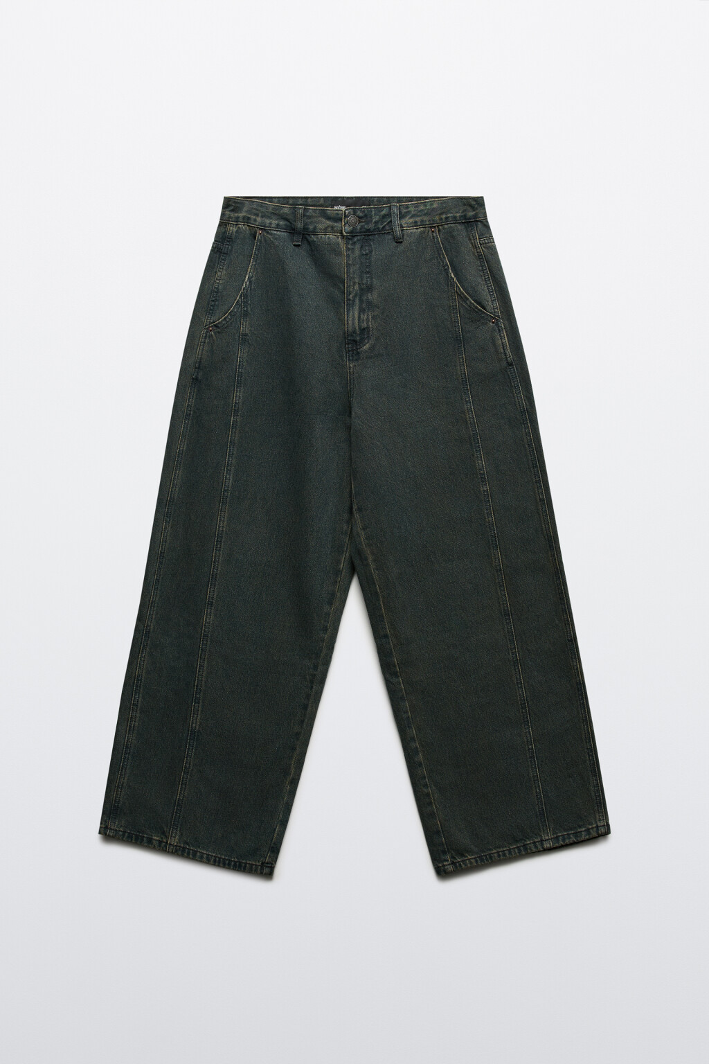 Джинсы широкие с декоративными швами - цвет коричневый - 7