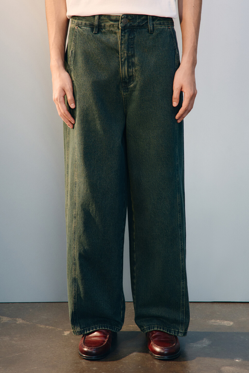 Джинсы широкие с декоративными швами - цвет коричневый - 2