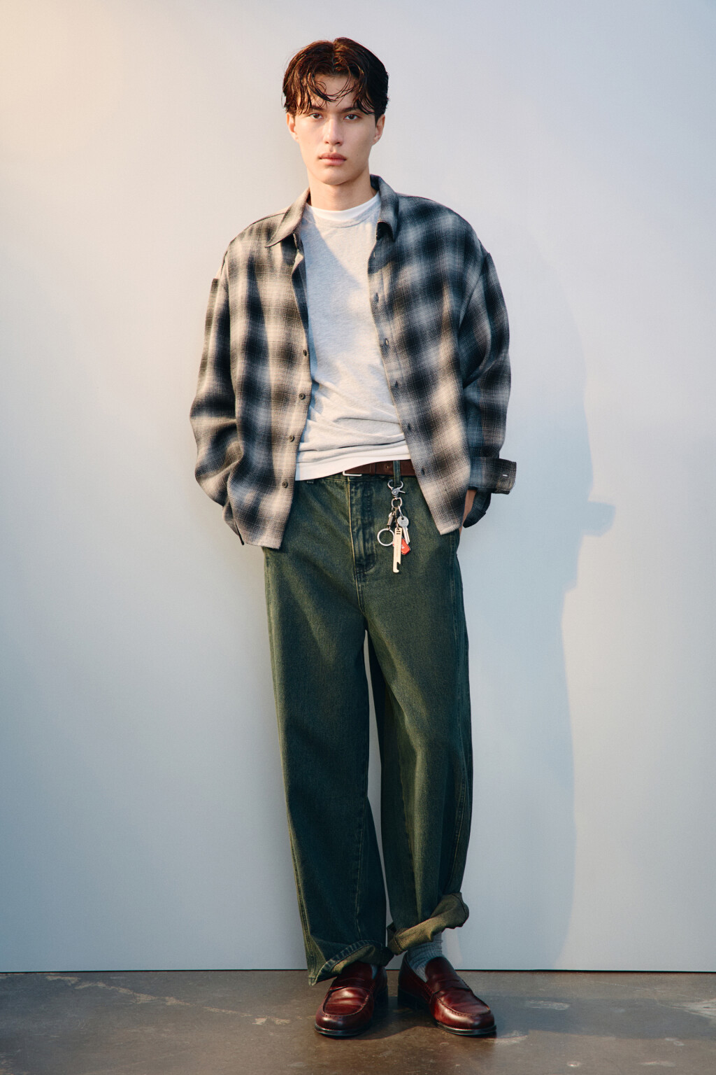 Джинсы широкие с декоративными швами - цвет коричневый - 4