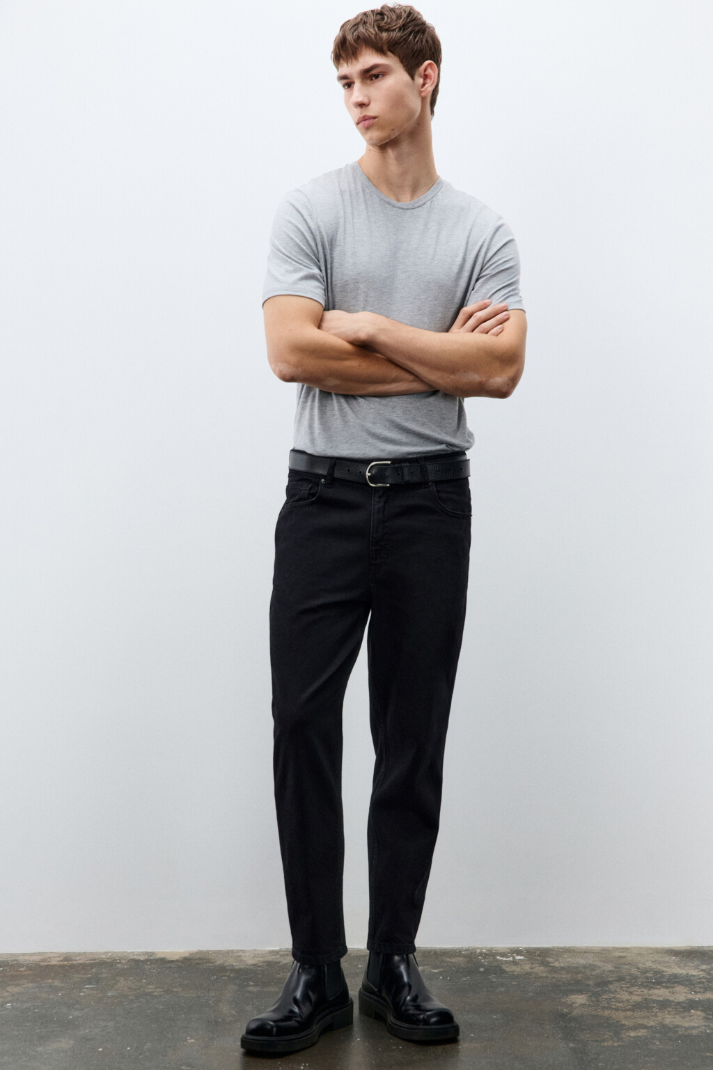 Джинсы loose fit прямые - цвет черный - 1