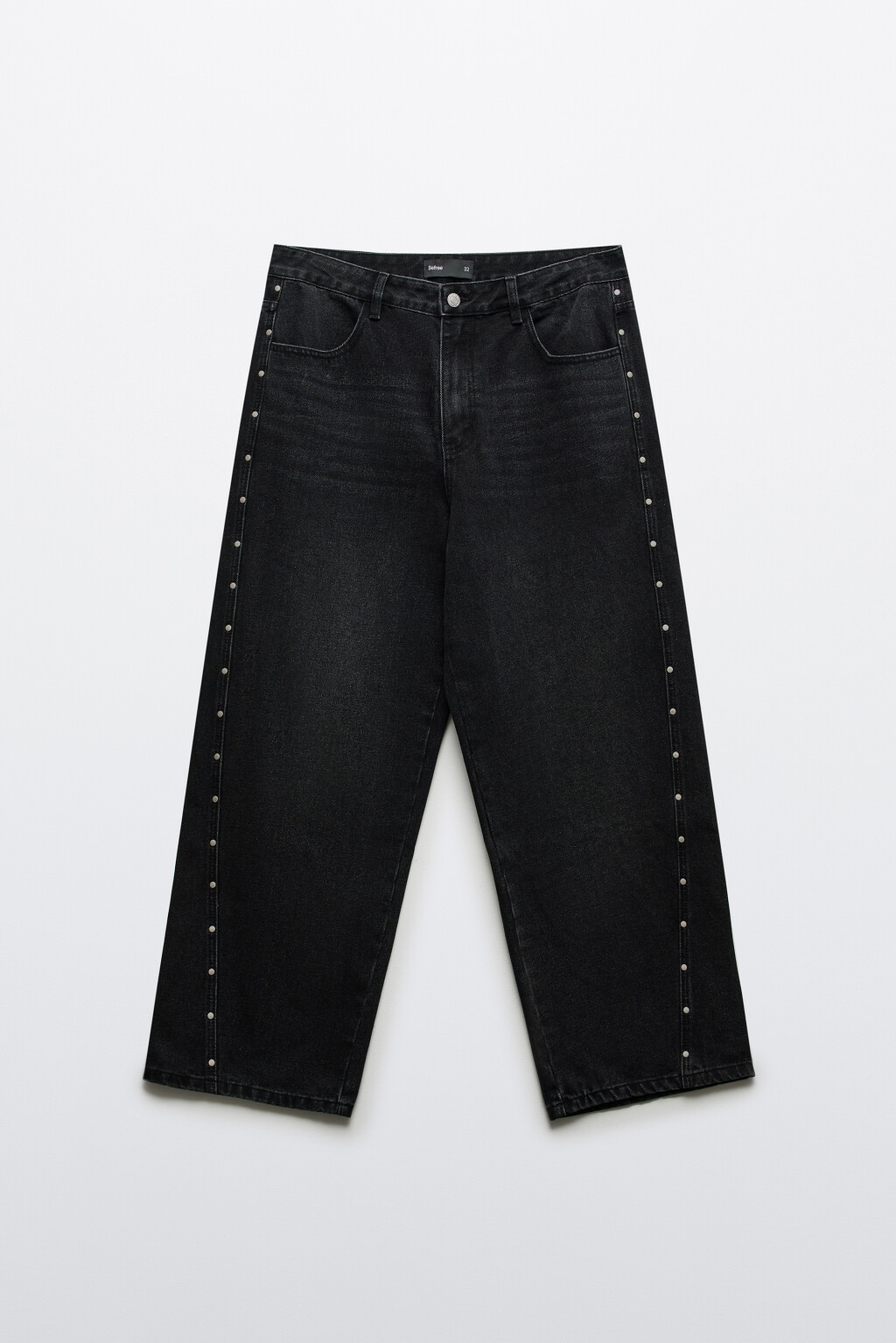 Джинсы wide leg с заклепками - цвет серый - 8