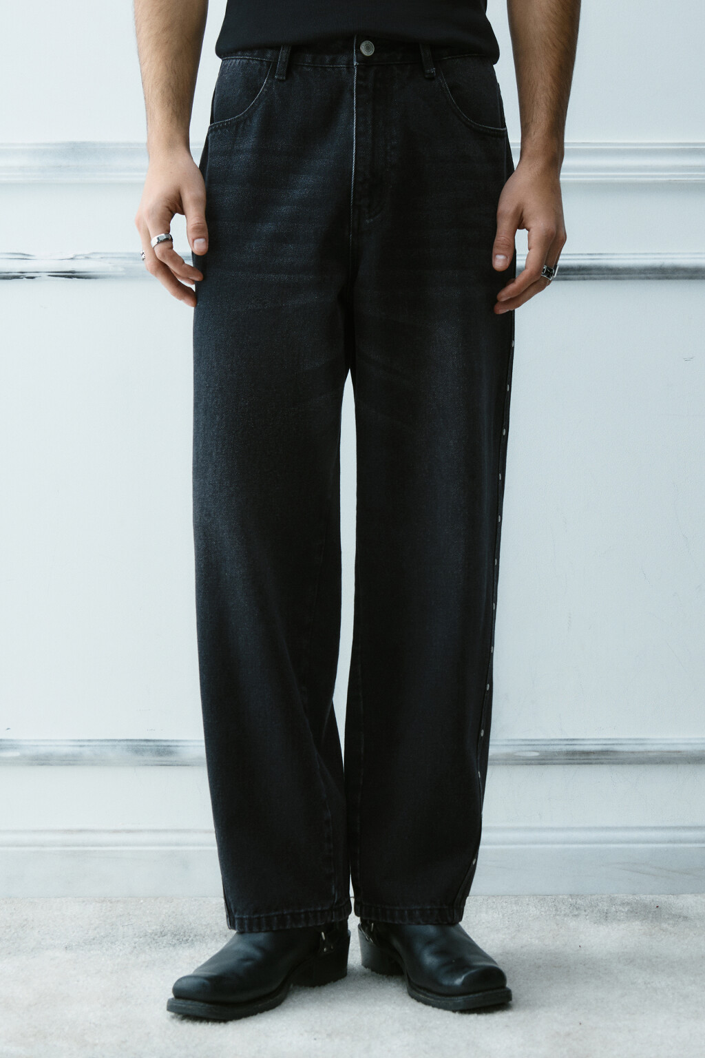 Джинсы wide leg широкие - цвет серый - 3