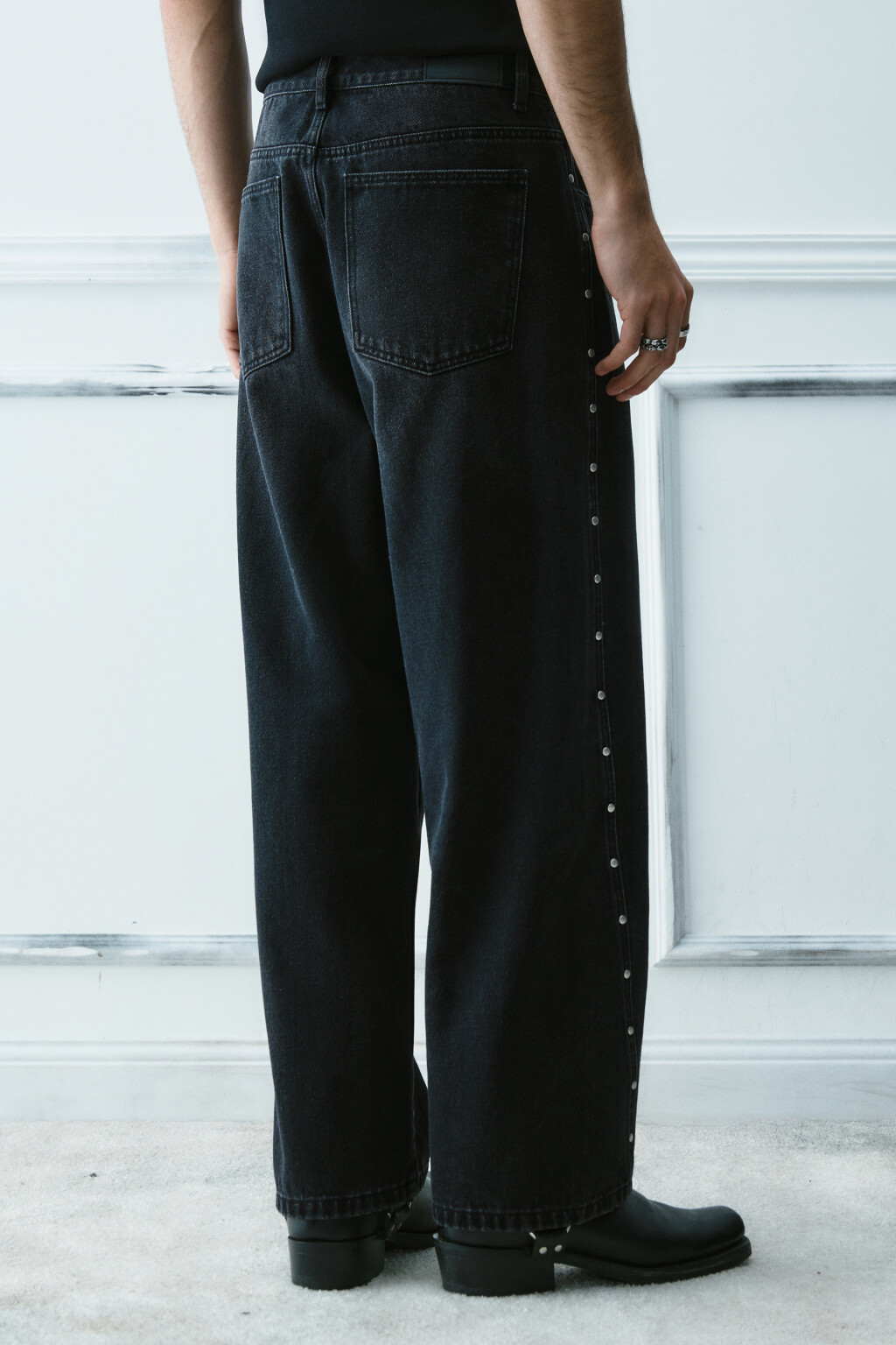 Джинсы wide leg широкие - цвет серый - 4