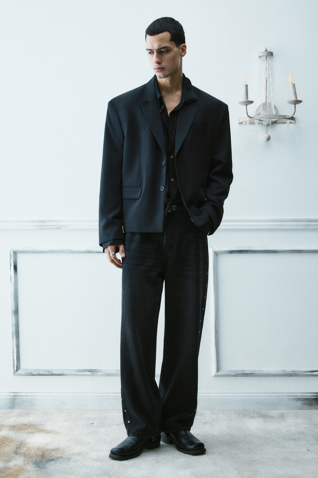 Джинсы wide leg широкие - цвет серый - 5