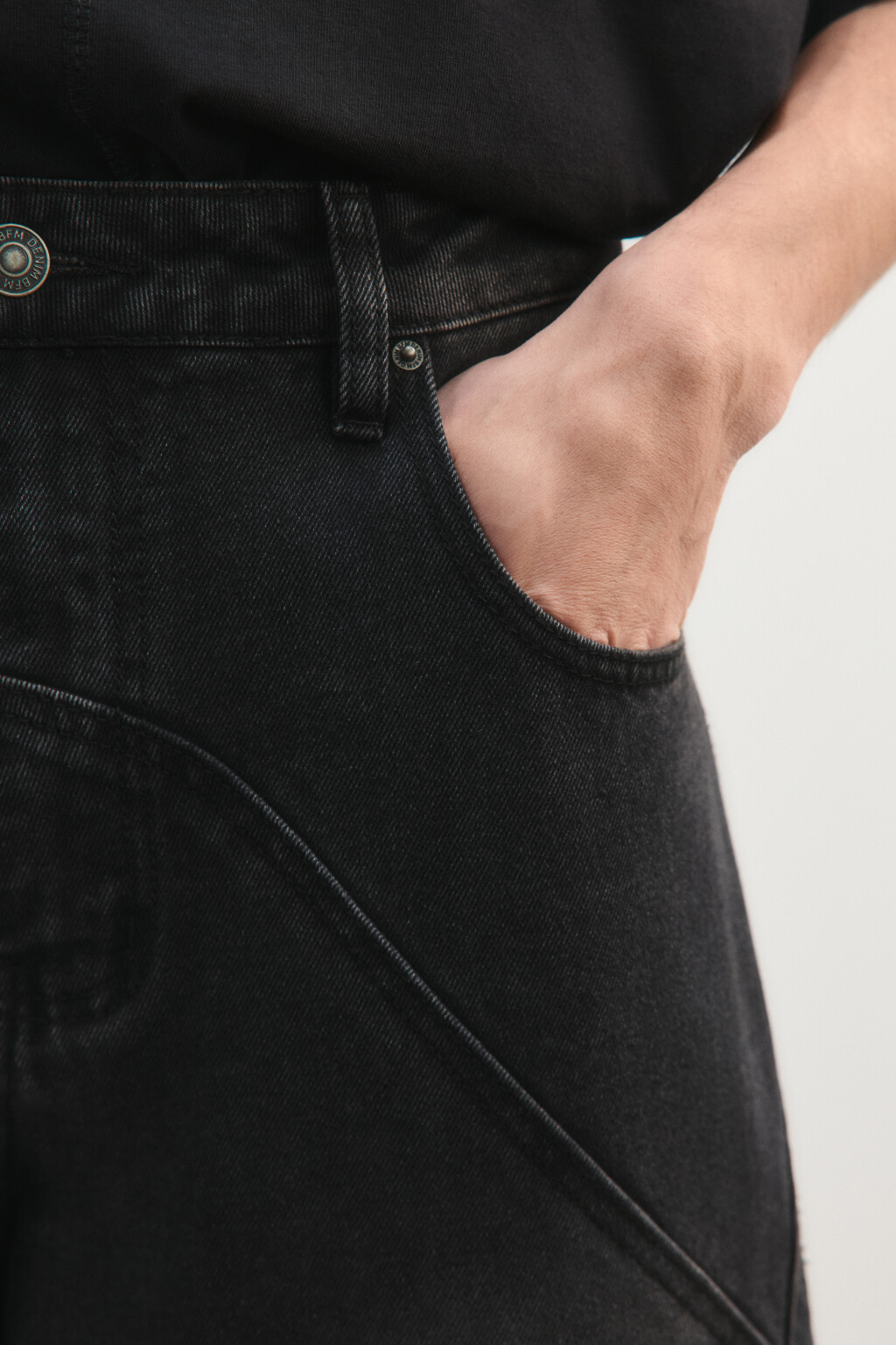 Джинсы baggy fit с декоративными швами - цвет черный - 6