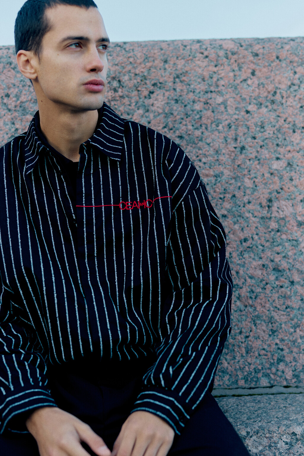 Рубашка хлопковая в полоску - цвет черный - 8