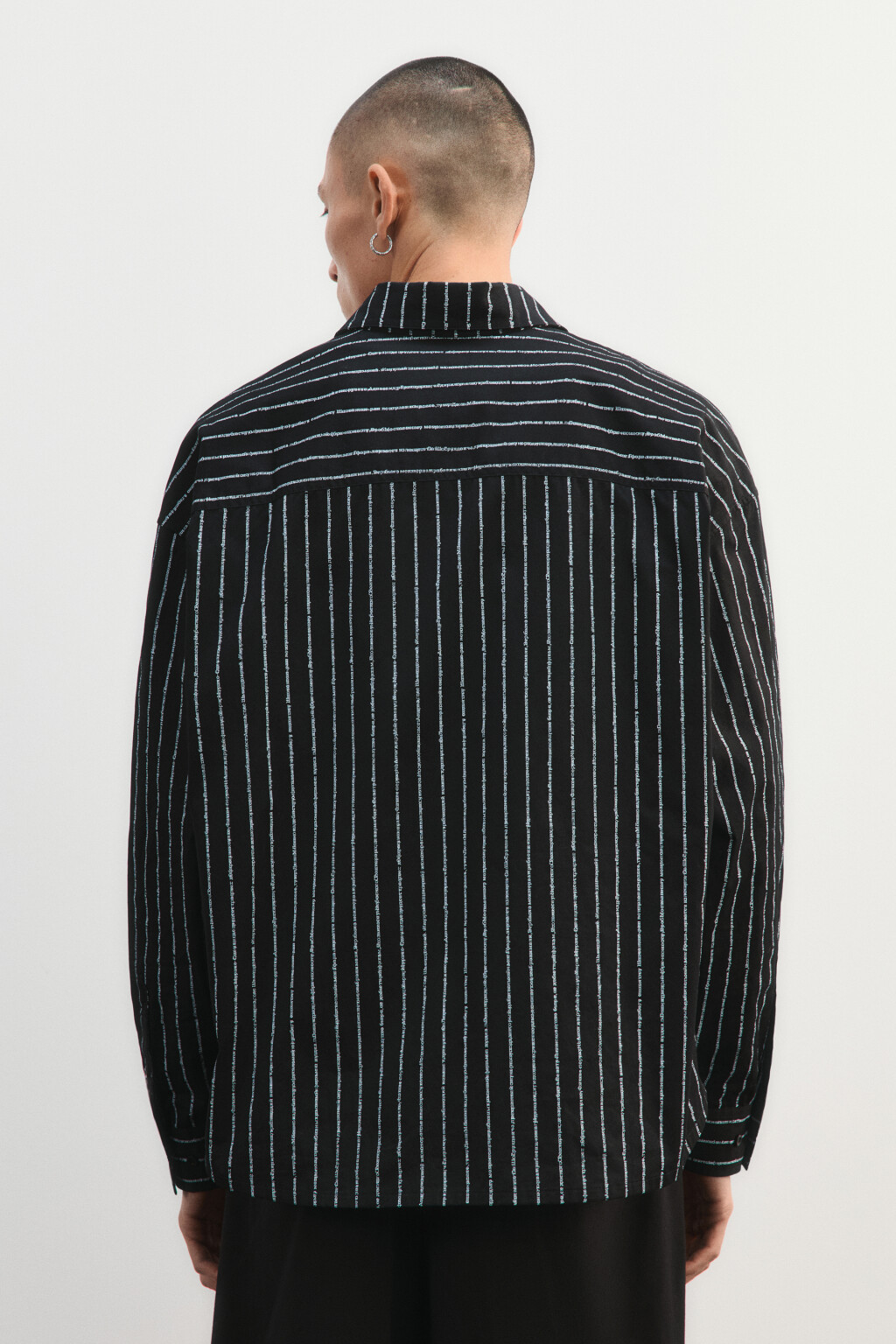 Рубашка хлопковая в полоску - цвет черный - 3