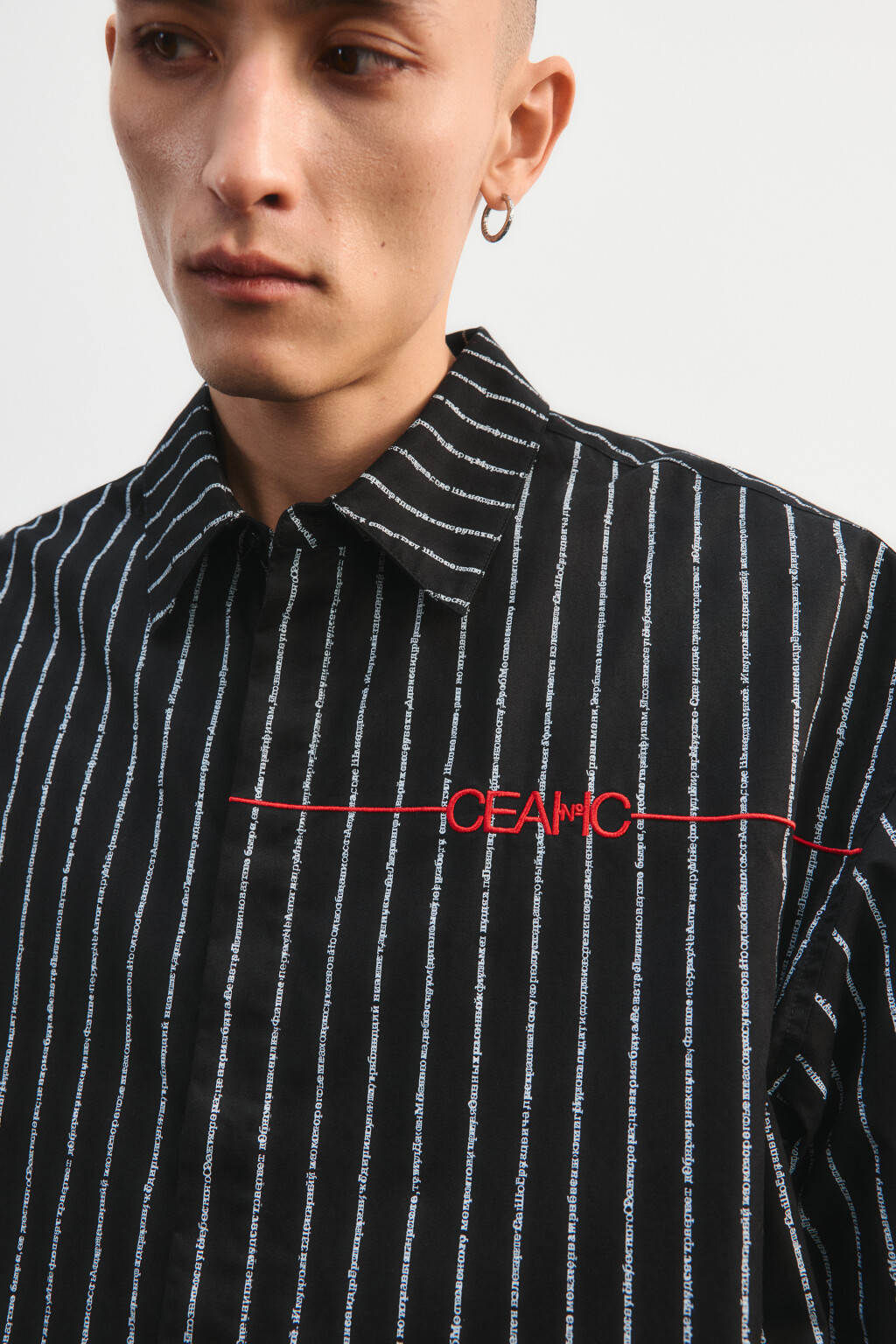 Рубашка хлопковая в полоску - цвет черный - 5