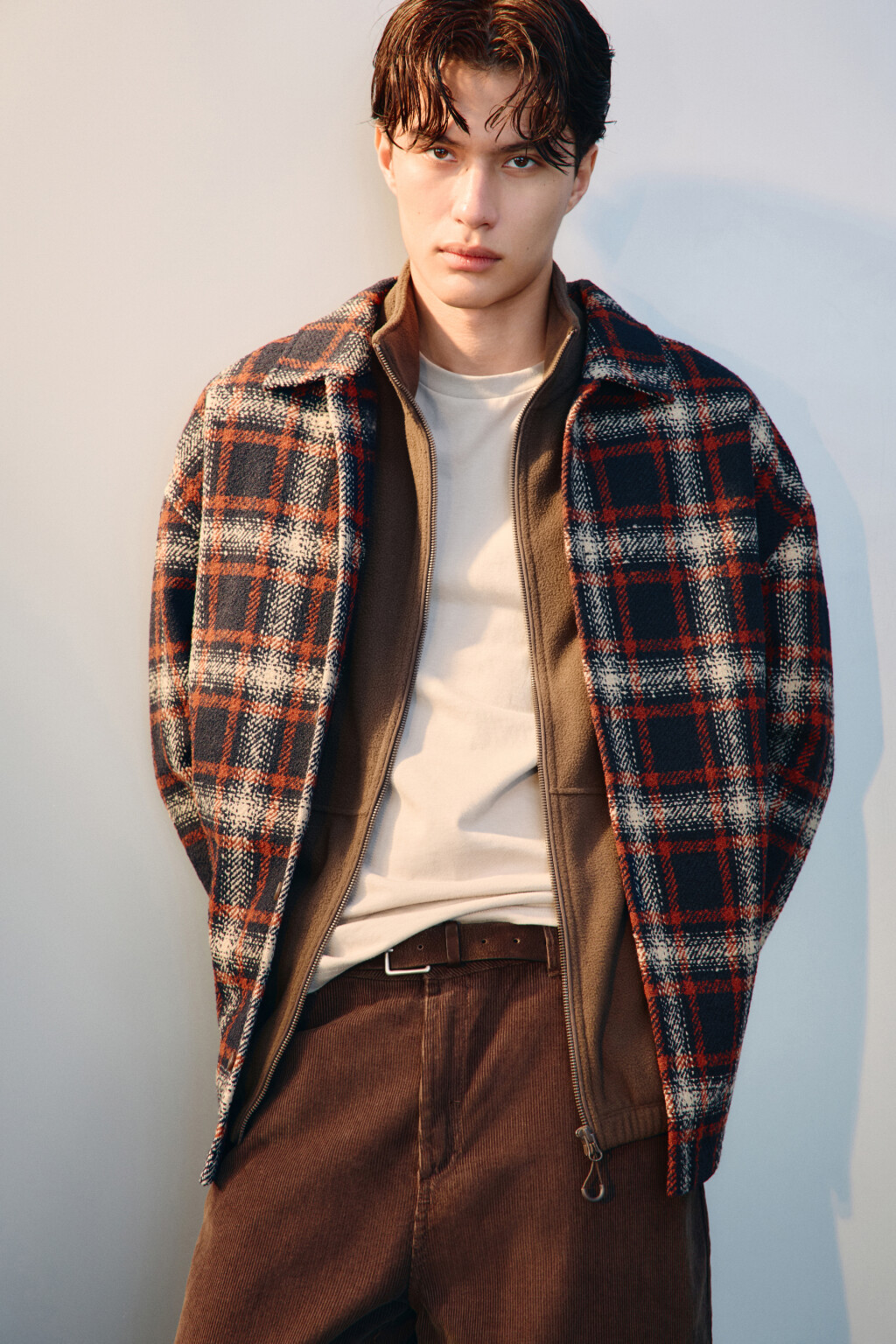 Рубашка-овершот в клетку - цвет синий - 1