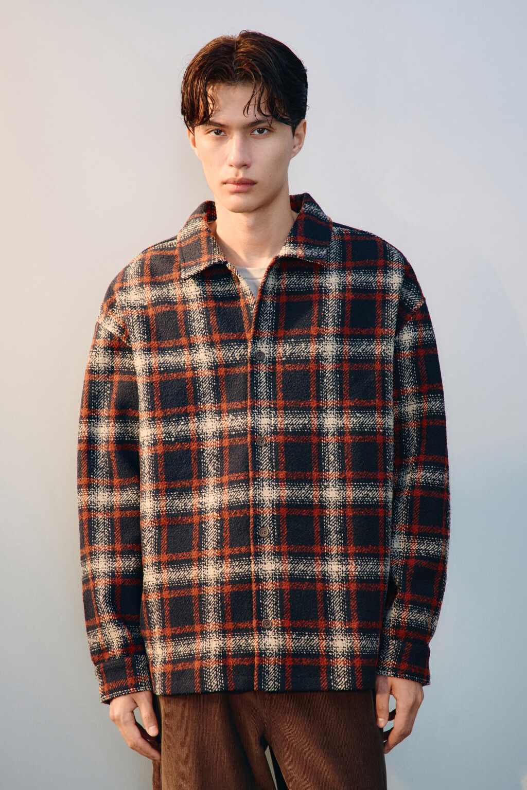 Рубашка-овершот в клетку - цвет синий - 2