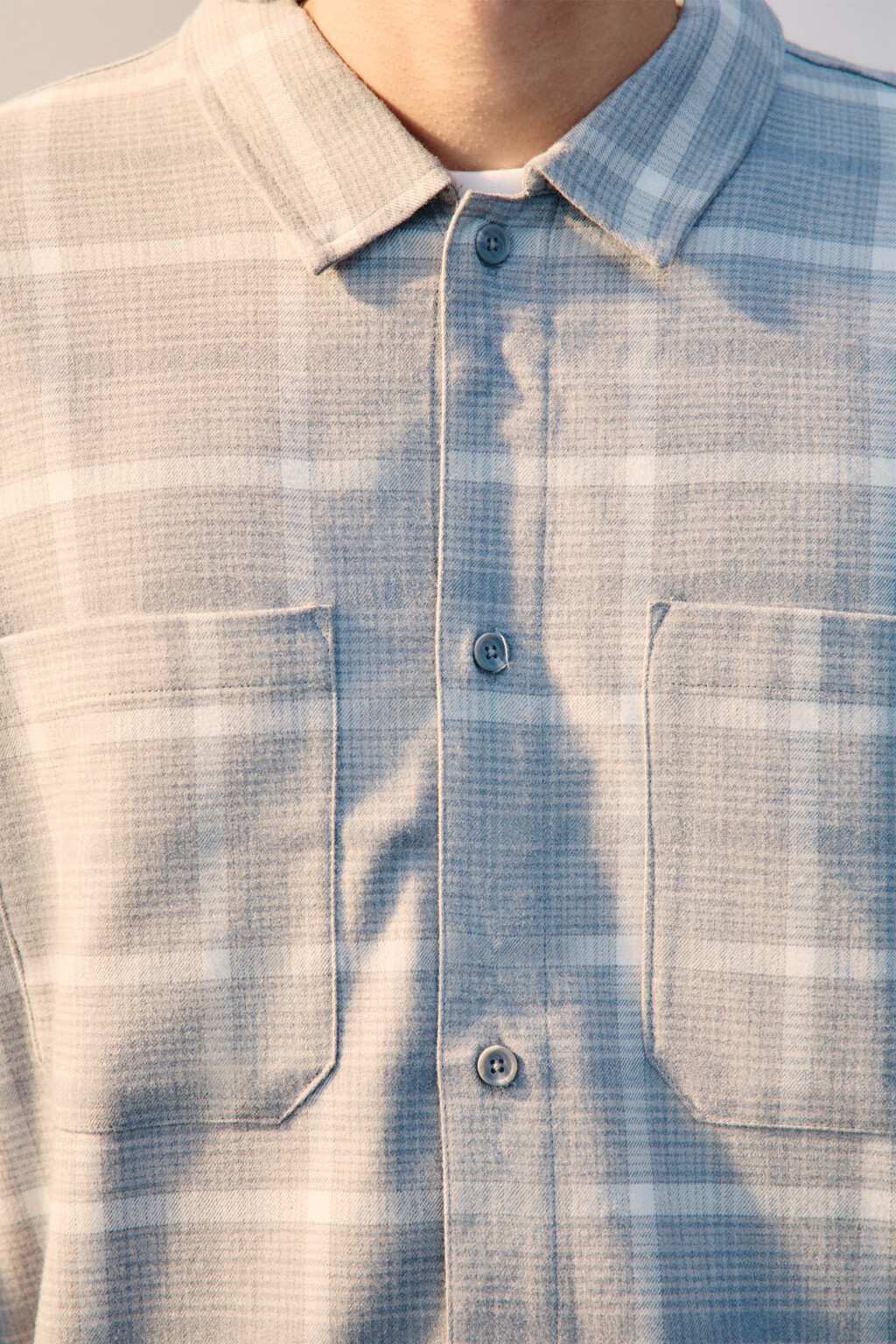 Рубашка-овершот в клетку - цвет серый - 5