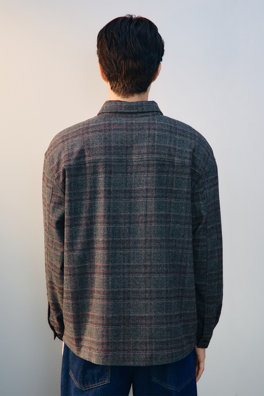 Рубашка-овершот в клетку - цвет серый - 3