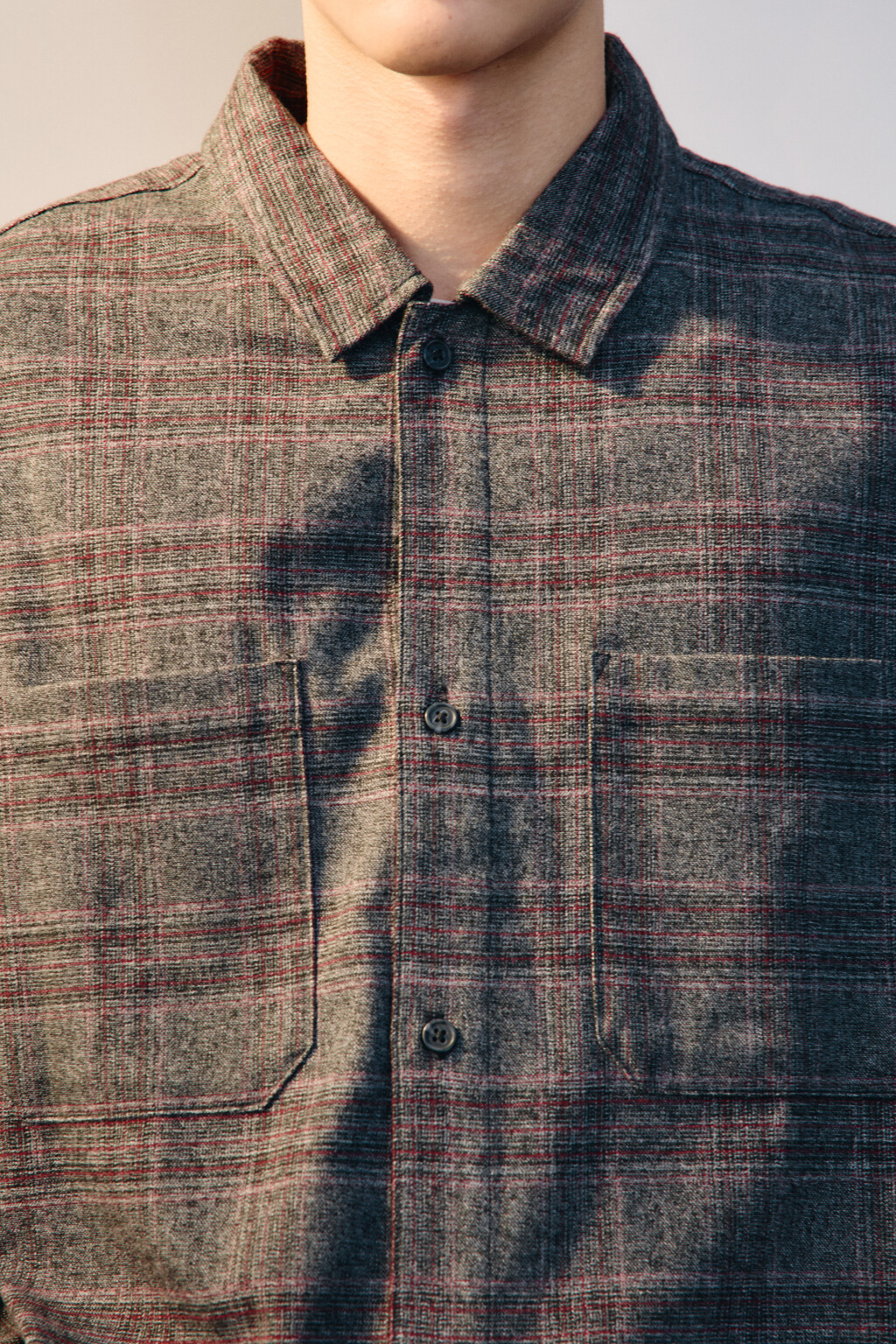 Рубашка-овершот в клетку - цвет серый - 5