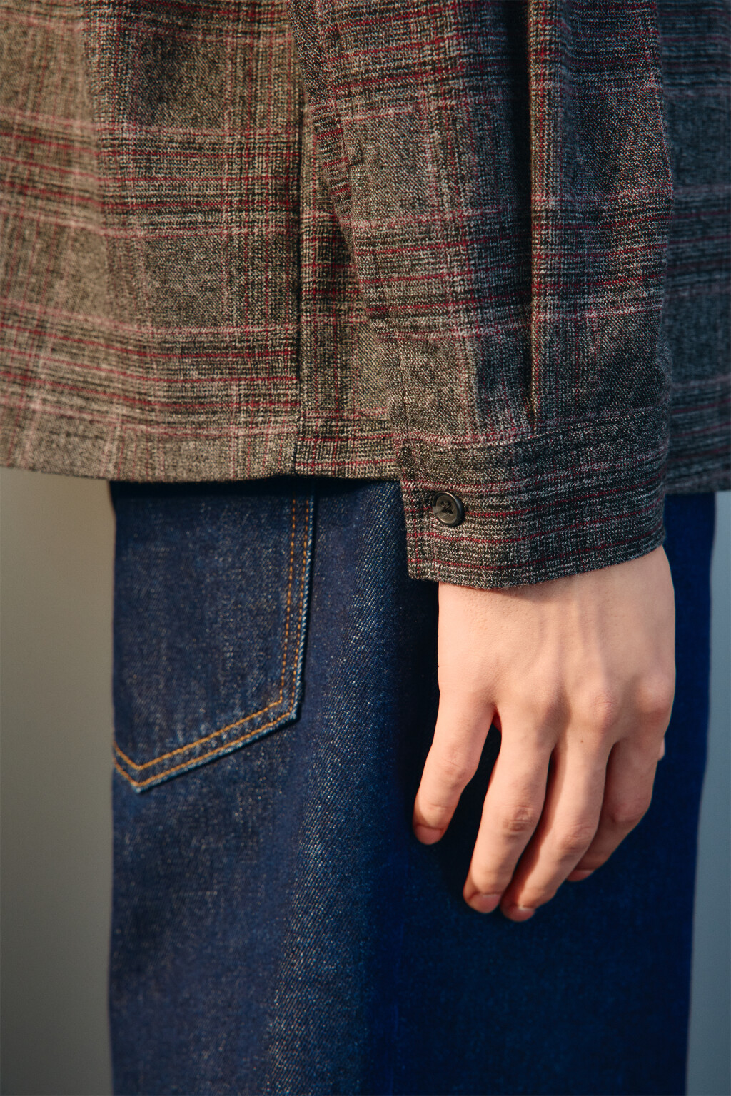 Рубашка-овершот в клетку - цвет серый - 6