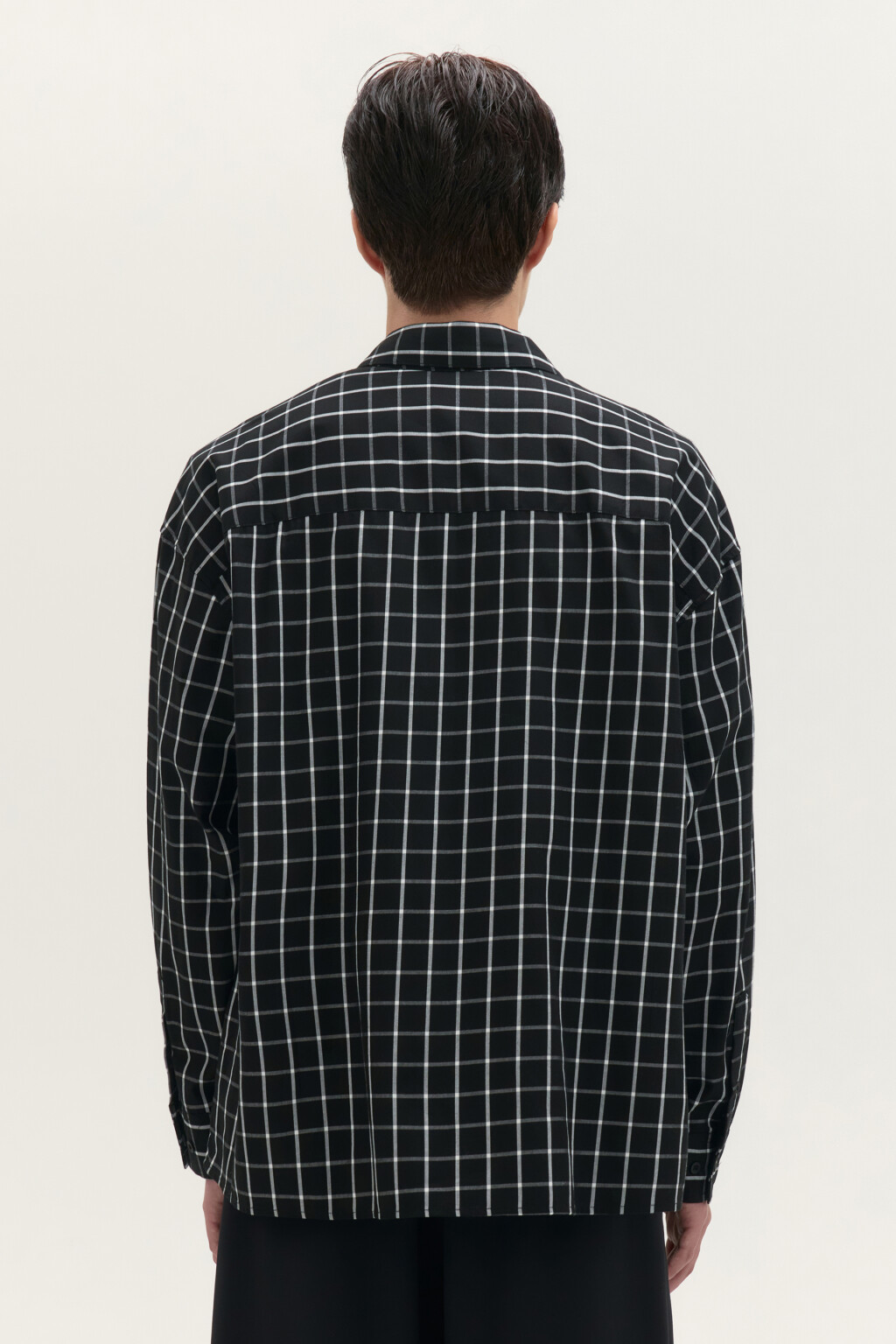 Рубашка хлопковая в клетку - цвет черный - 3