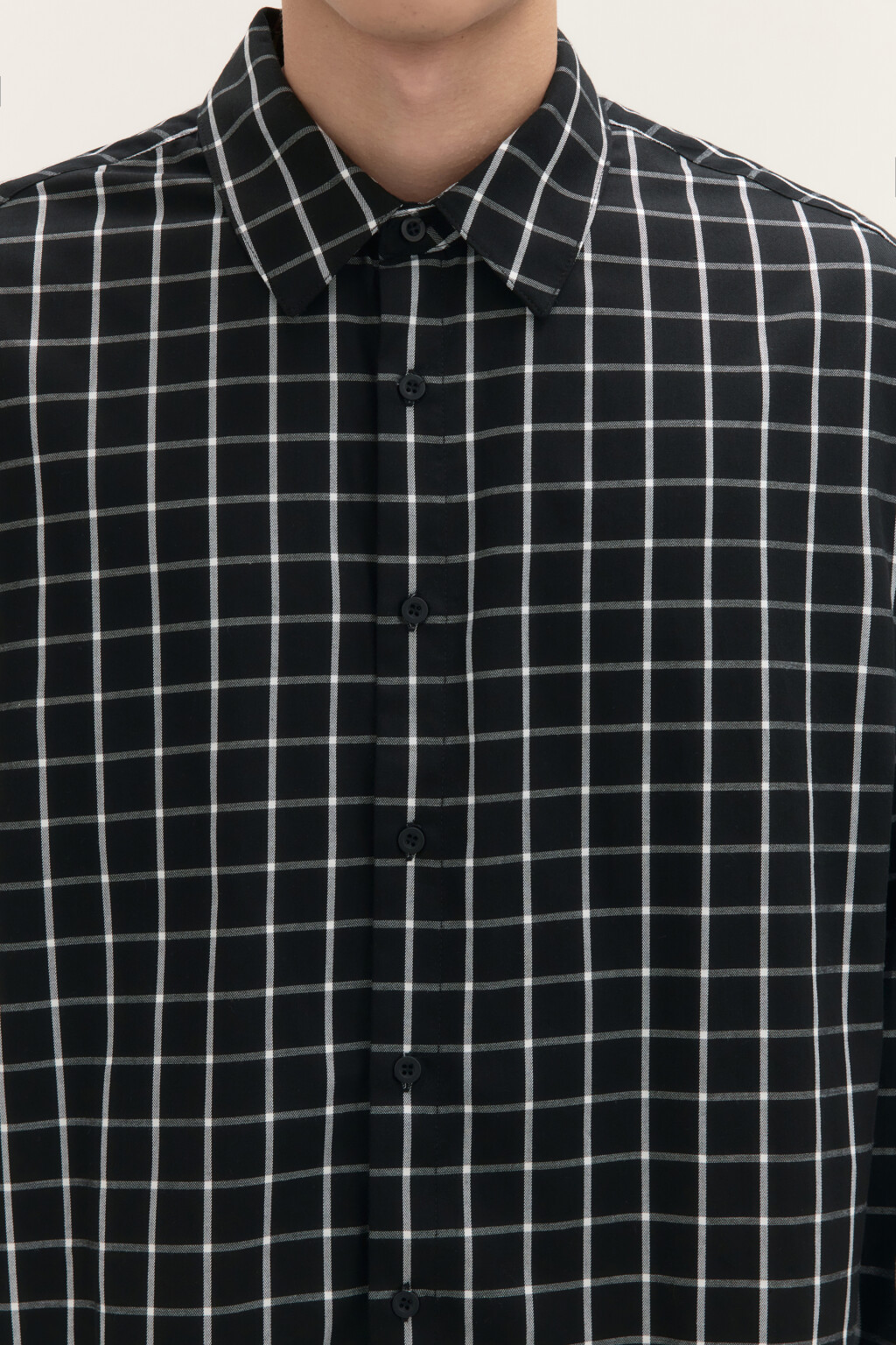 Рубашка хлопковая в клетку - цвет черный - 5