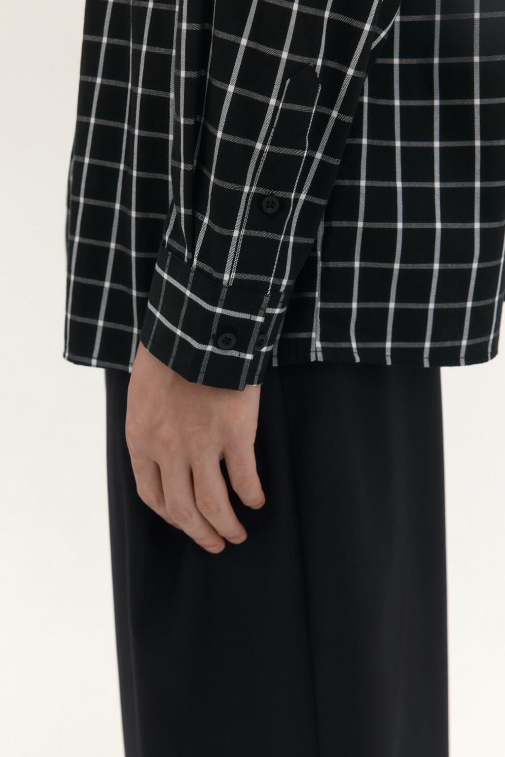 Рубашка хлопковая в клетку - цвет черный - 6