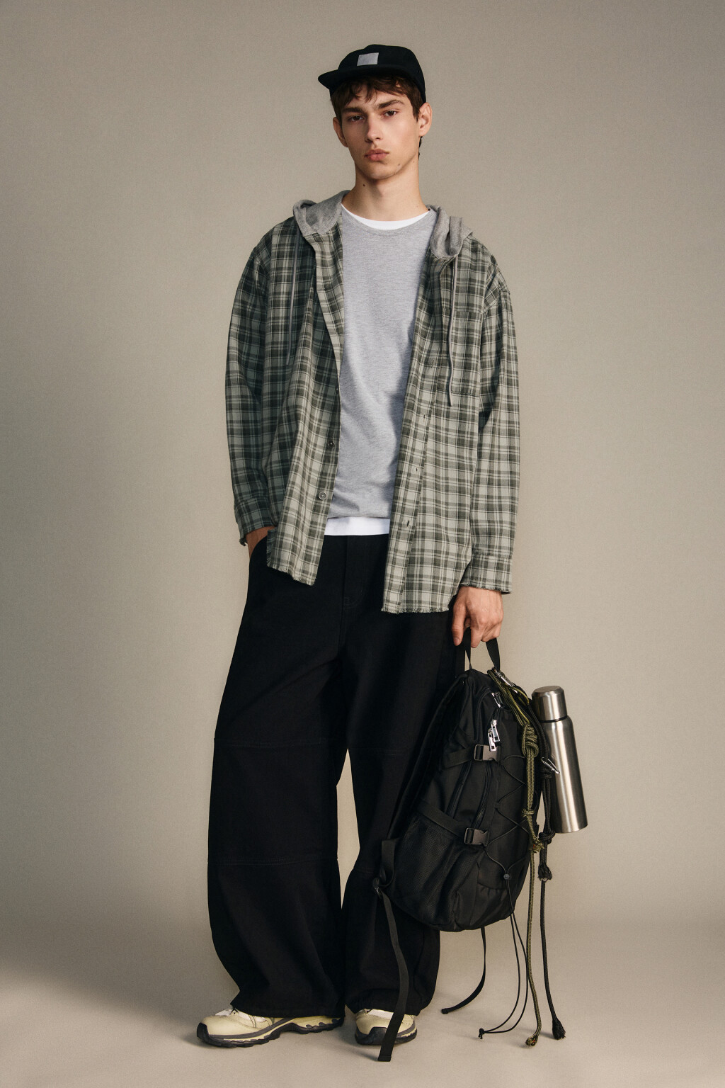 Рубашка в клетку с капюшоном - цвет зеленый - 5