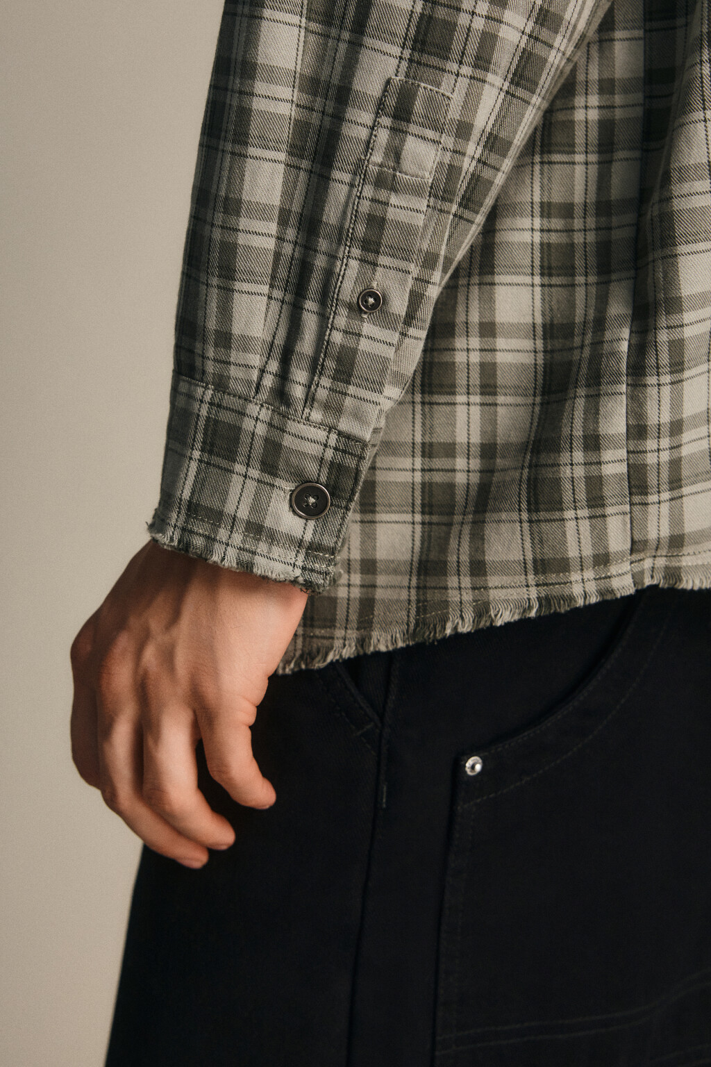 Рубашка в клетку с капюшоном - цвет зеленый - 7