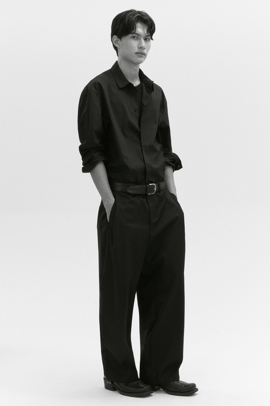 Рубашка классическая из хлопка - цвет черный - 7