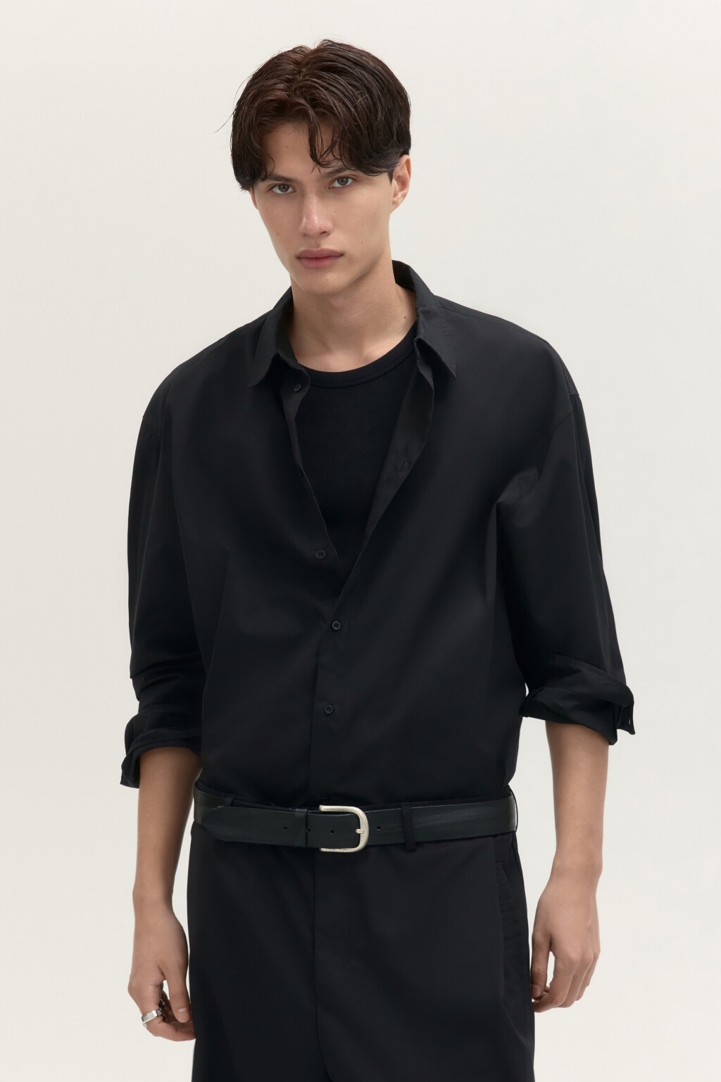 Рубашка классическая из хлопка - цвет черный - 1