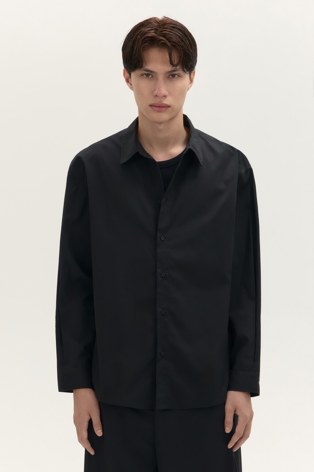 Рубашка классическая из хлопка - цвет черный - 2