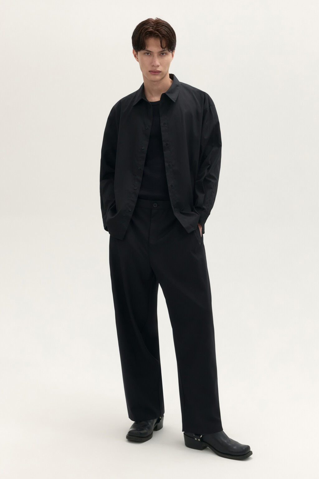Рубашка классическая из хлопка - цвет черный - 4