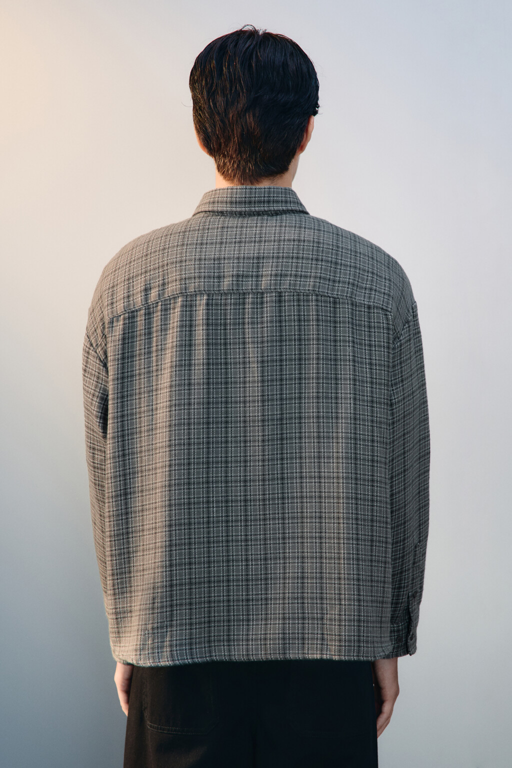 Рубашка теплая в клетку - цвет серый - 3