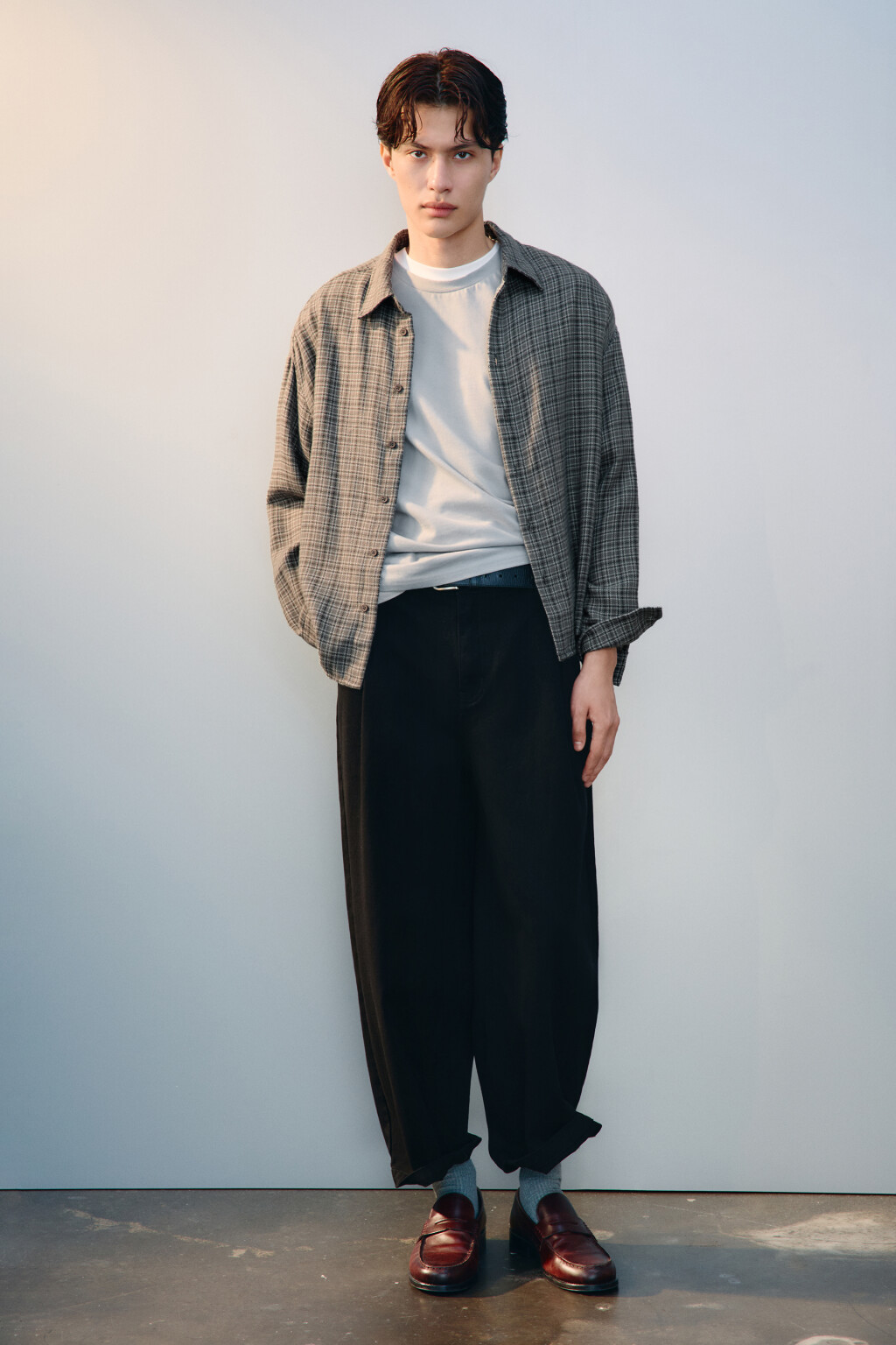 Рубашка теплая в клетку - цвет серый - 4