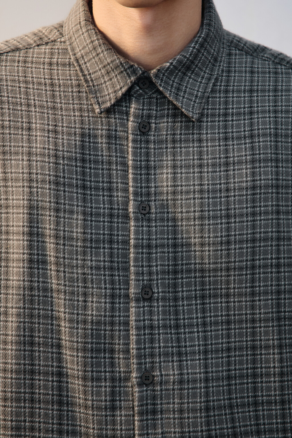 Рубашка теплая в клетку - цвет серый - 5