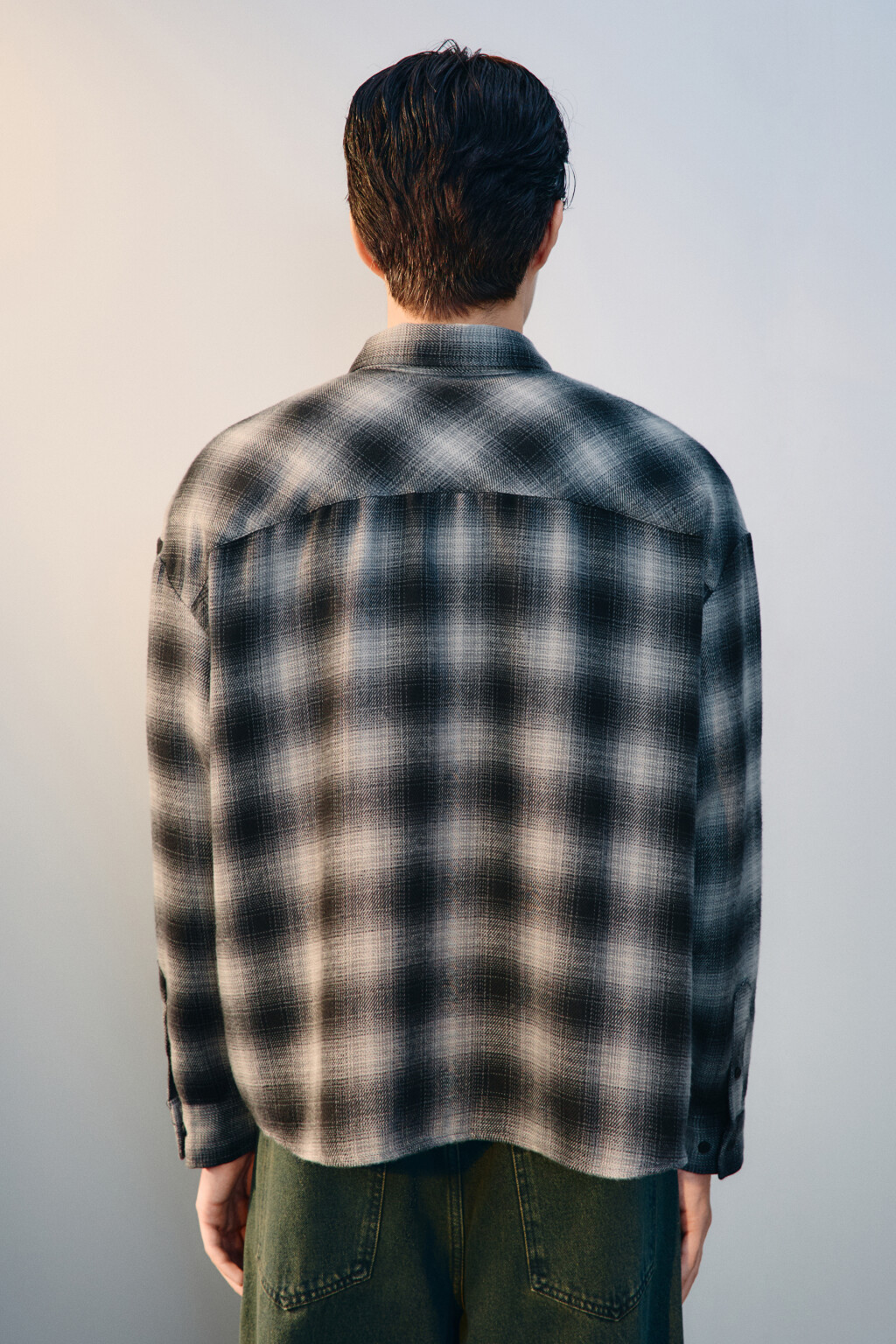 Рубашка теплая в клетку - цвет черный - 4