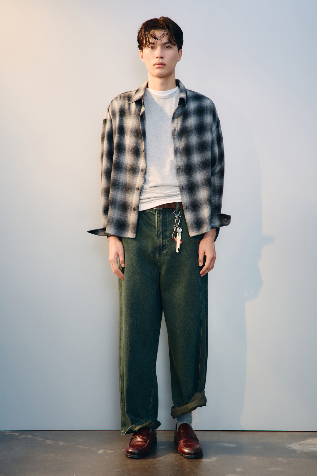 Рубашка теплая в клетку - цвет черный - 5