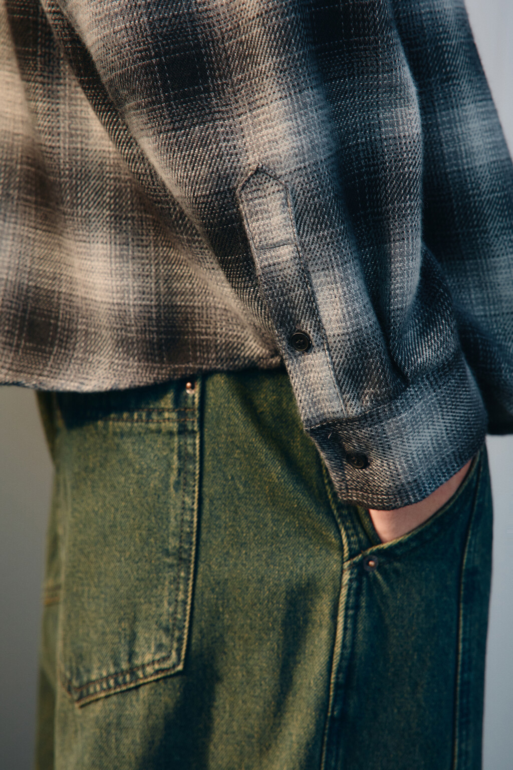 Рубашка теплая в клетку - цвет черный - 7