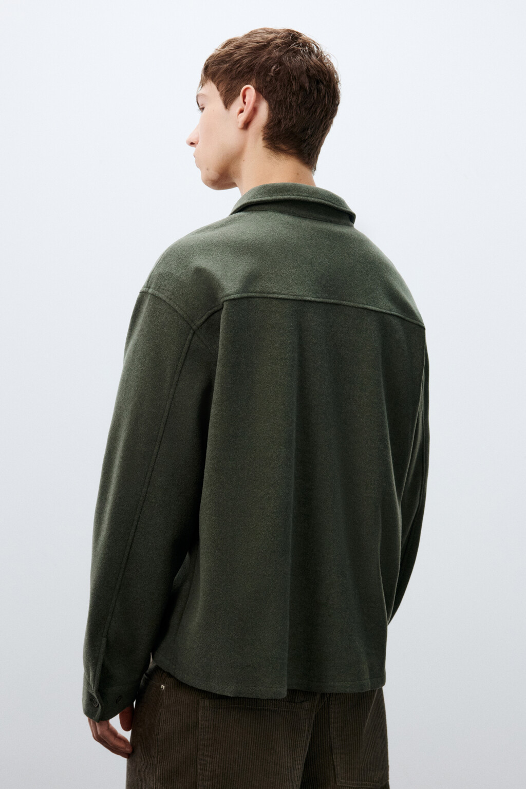 Рубашка теплая с карманами - цвет зеленый - 3