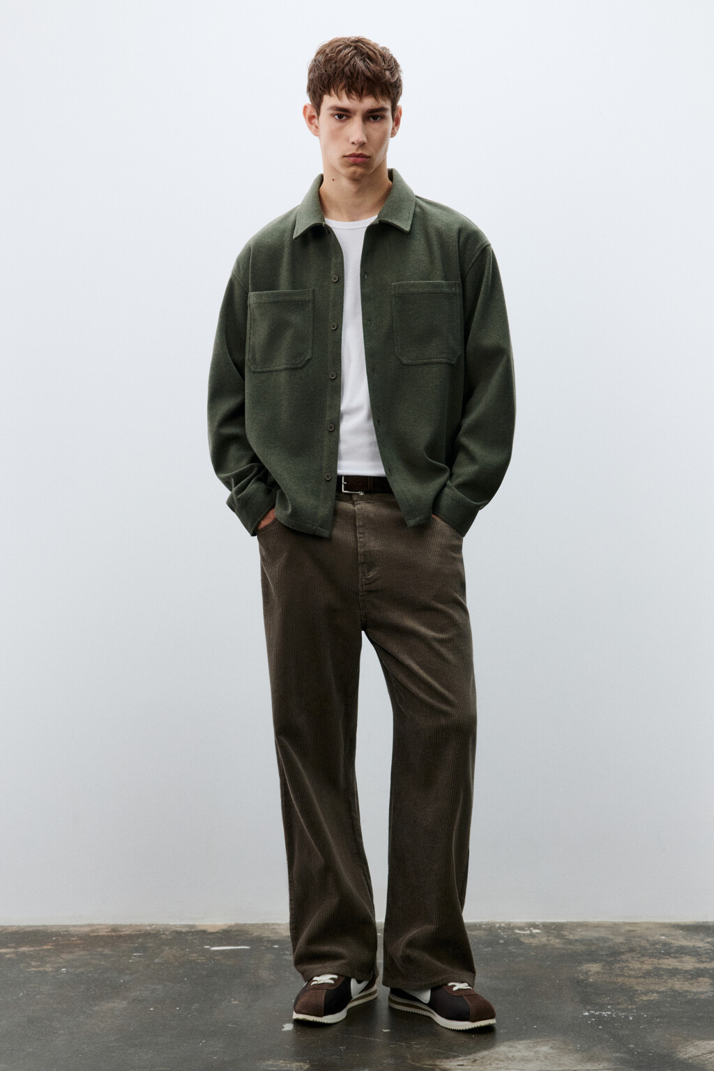 Рубашка теплая с карманами - цвет зеленый - 4