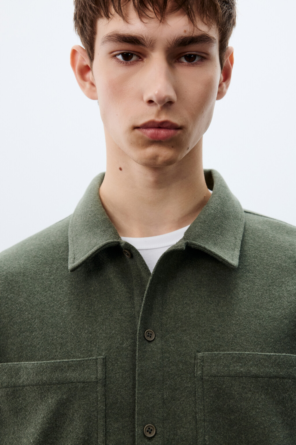 Рубашка теплая с карманами - цвет зеленый - 5