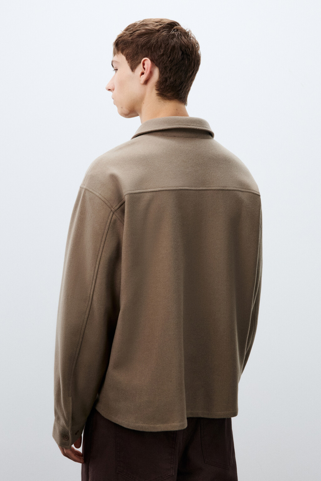 Рубашка теплая с карманами - цвет коричневый - 4