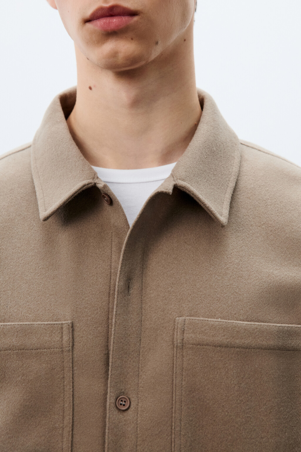 Рубашка теплая с карманами - цвет коричневый - 6
